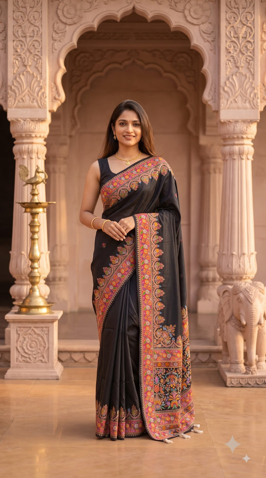 Pure Kani Silk Saree - Black