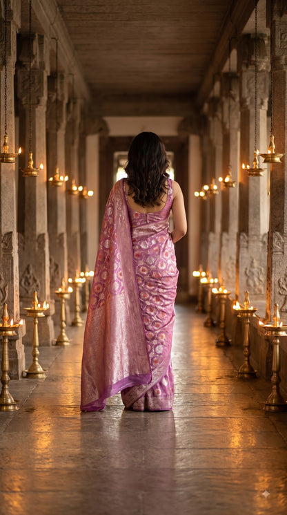 Khaddi Georgette, Jaal Design-Mauve