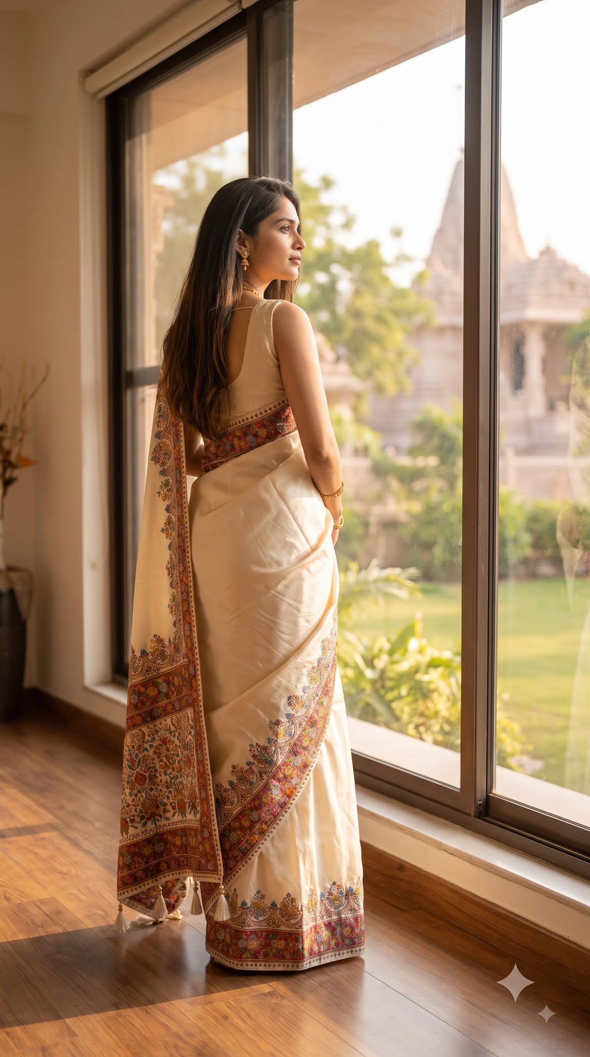 Pure Kani Silk Saree - Cream