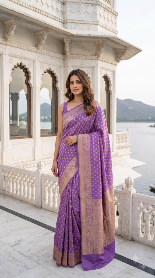 Crepe Banarasi with small Butta - Lavender