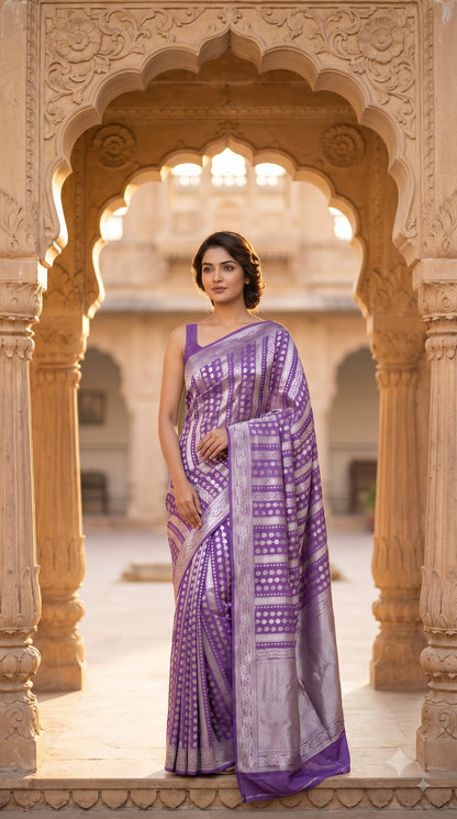Khaddi Georgette, Sona Roopa Design-Purple