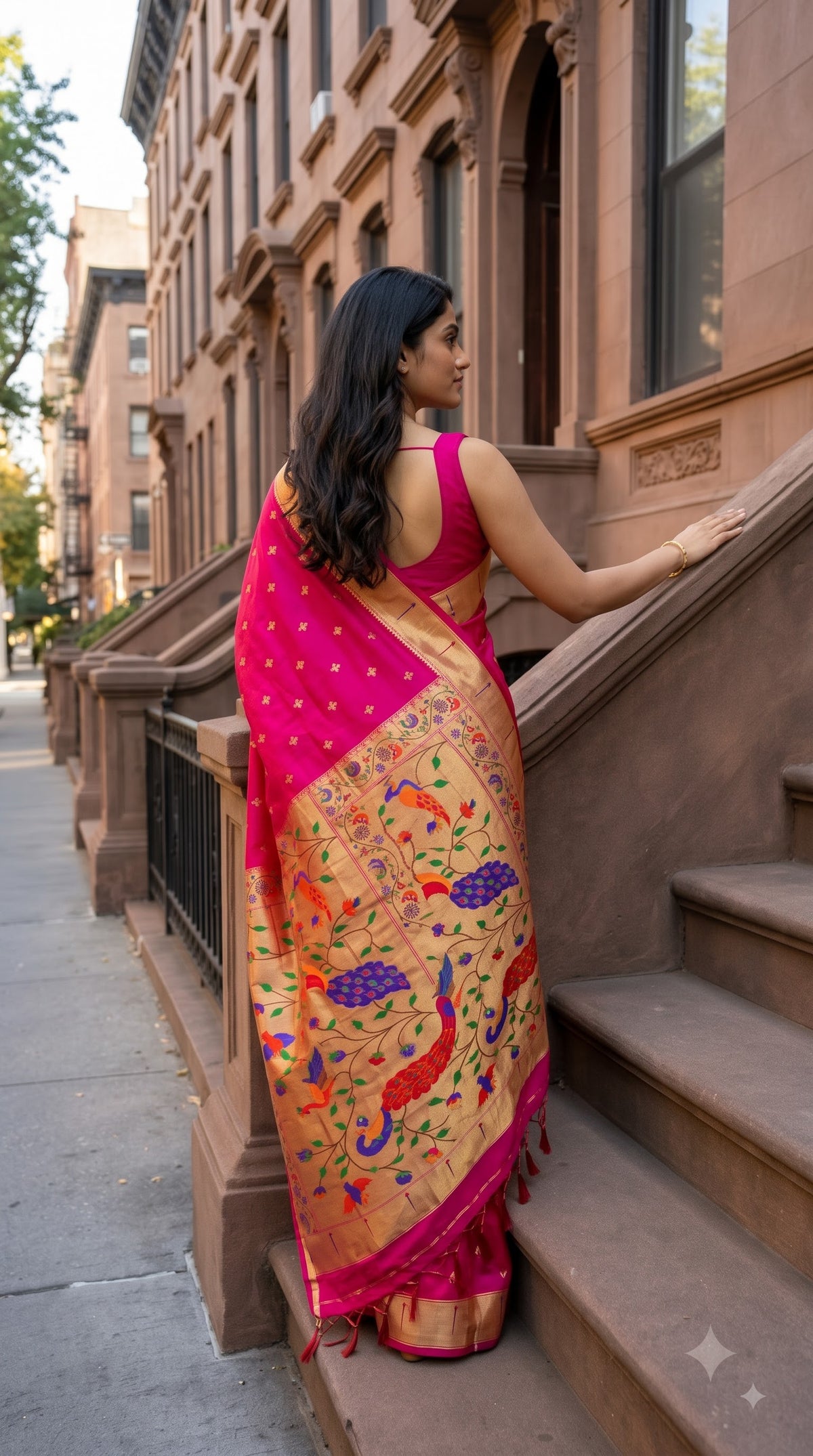 Viscose Silk Saree with Paithani Pallu - Magenta