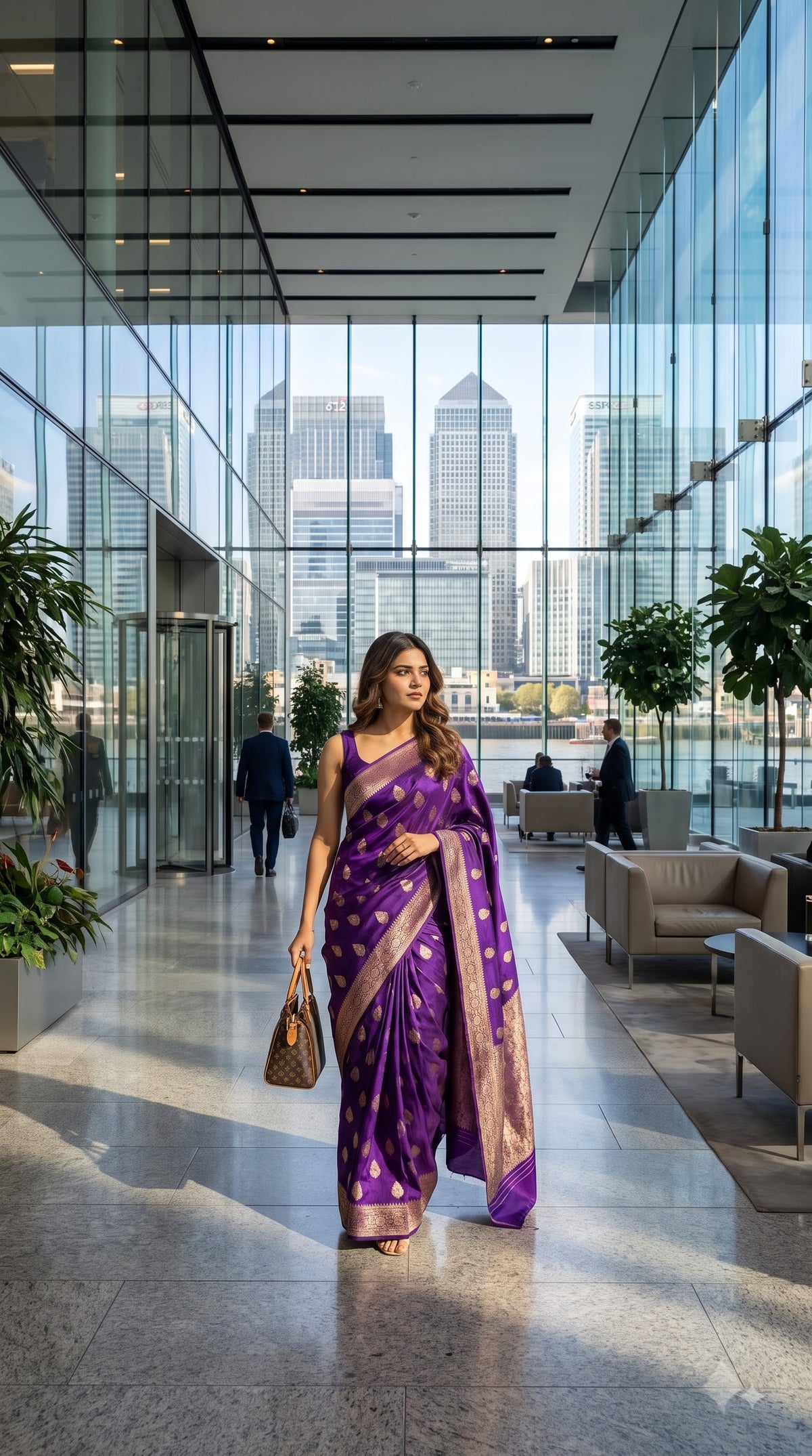 Crepe Silk Saree with Big Butta-Purple