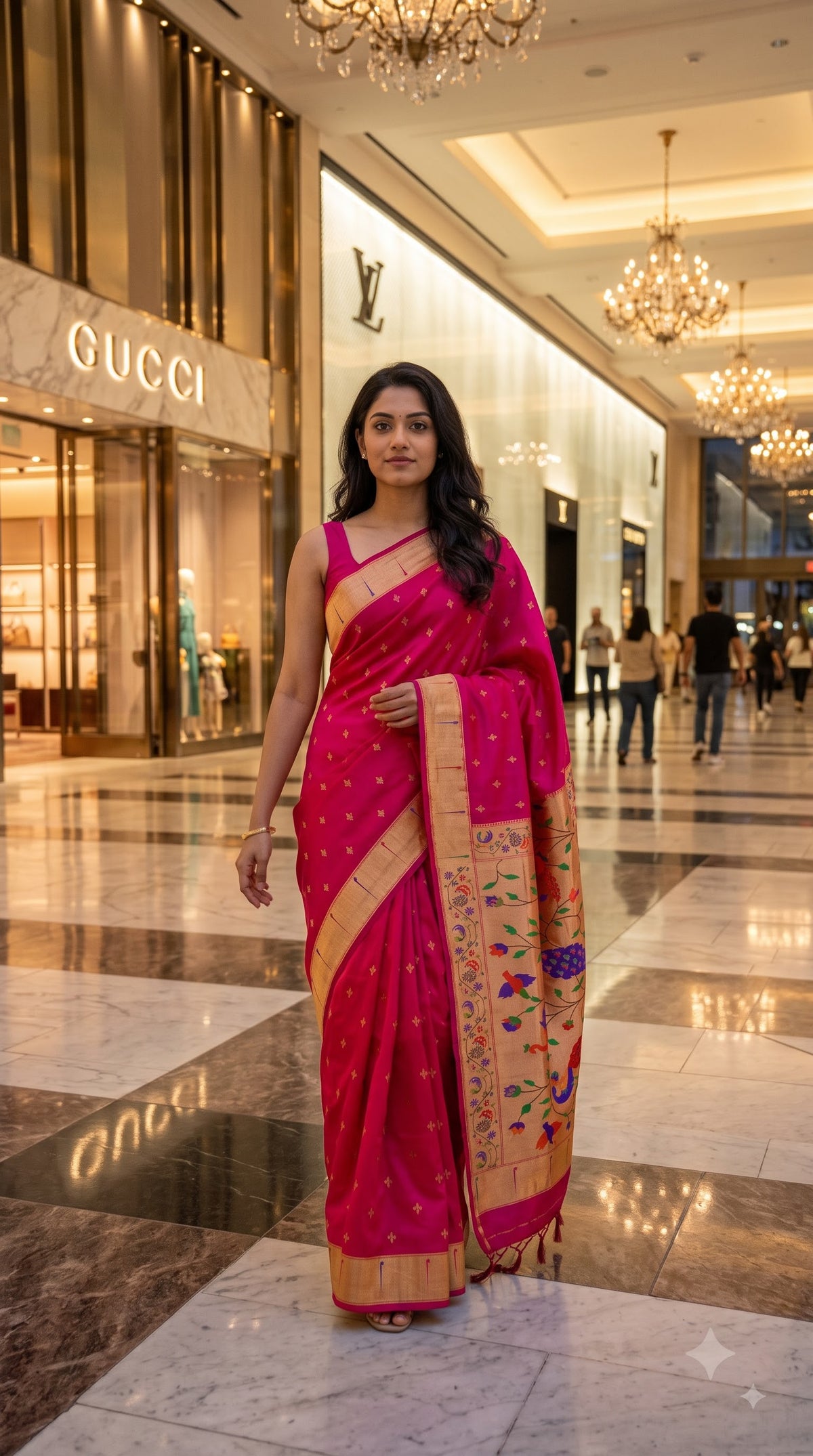 Viscose Silk Saree with Paithani Pallu - Magenta