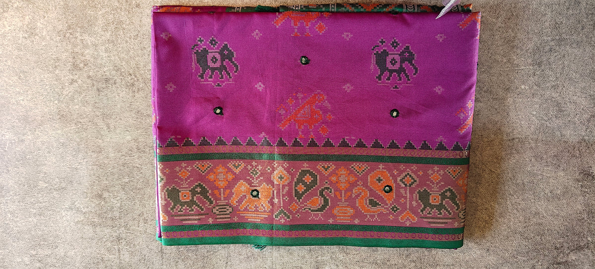 Viscose Silk Saree with Patola Weave - Purple