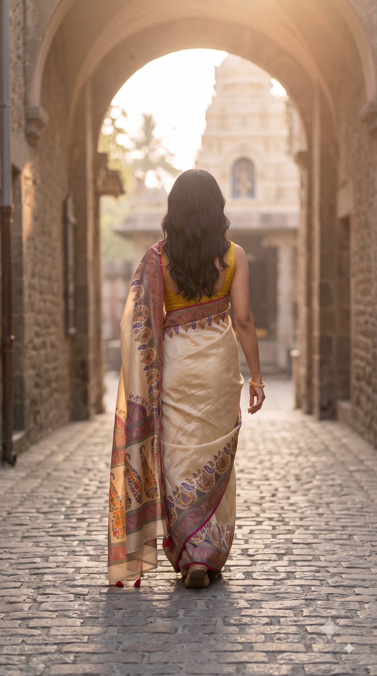 Pure Tissue Kani Silk Saree - Golden
