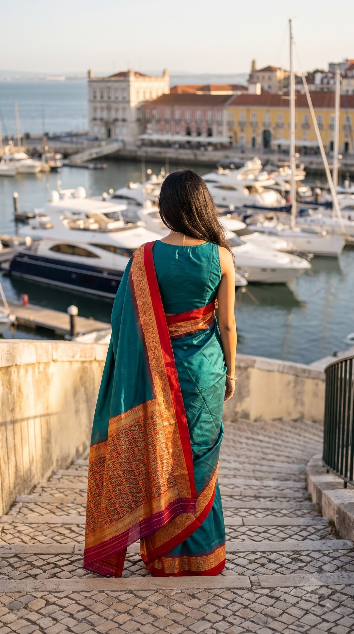 Silk Saree with Pochampally Pallu - Peacock Green