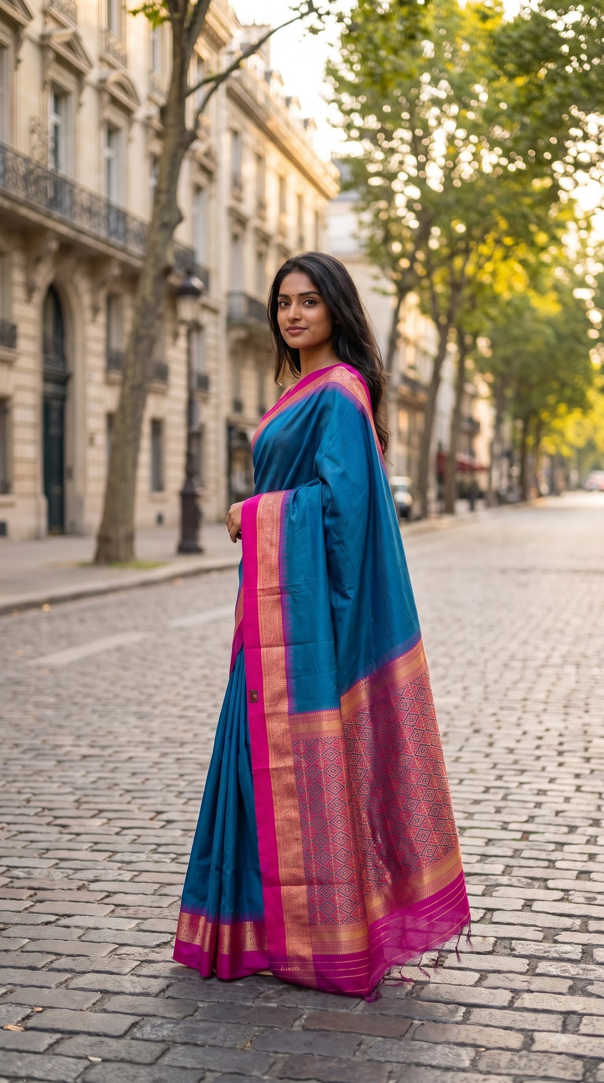 Silk Saree with Pochampally Pallu - Blue