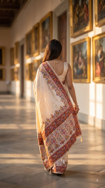 Pure Kani Silk Saree - Cream