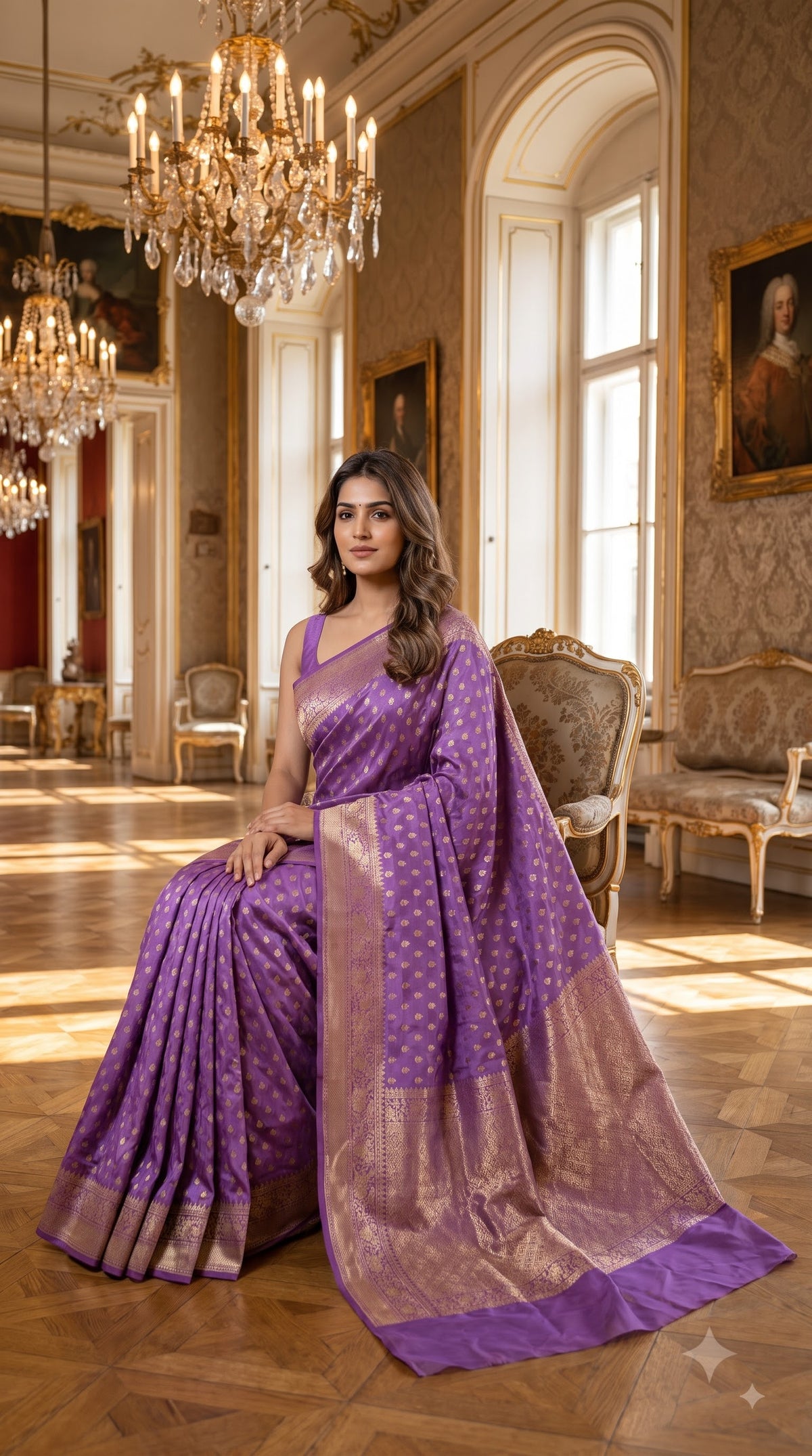 Crepe Banarasi with small Butta - Lavender