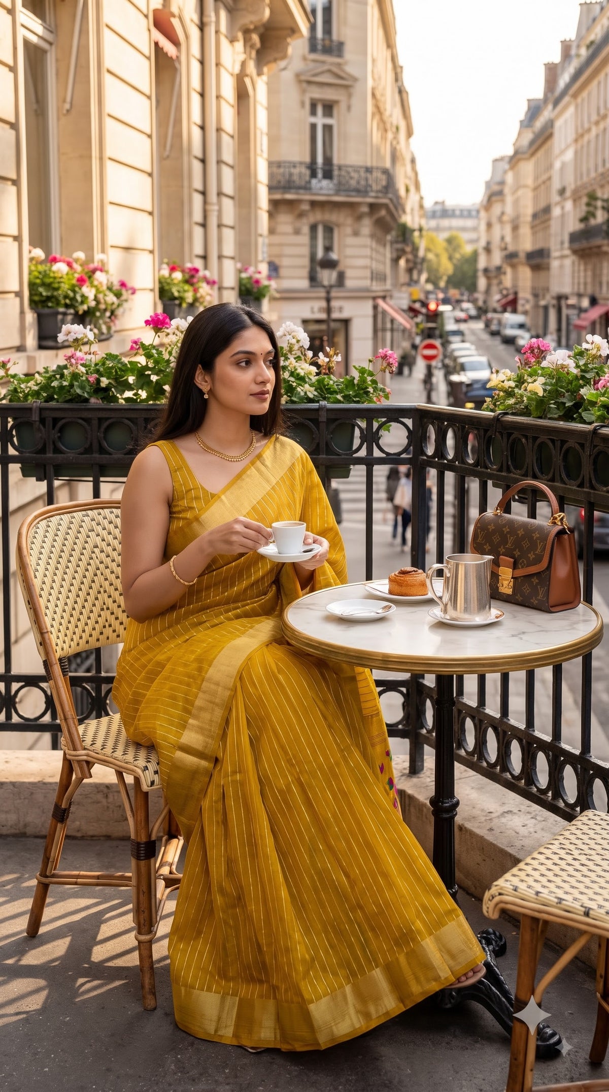 Organza Saree with Paithani Pallu - Yellow Gold