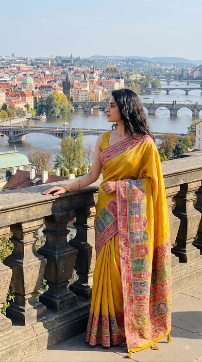 Pure Tissue Kani Silk Saree - Yellow
