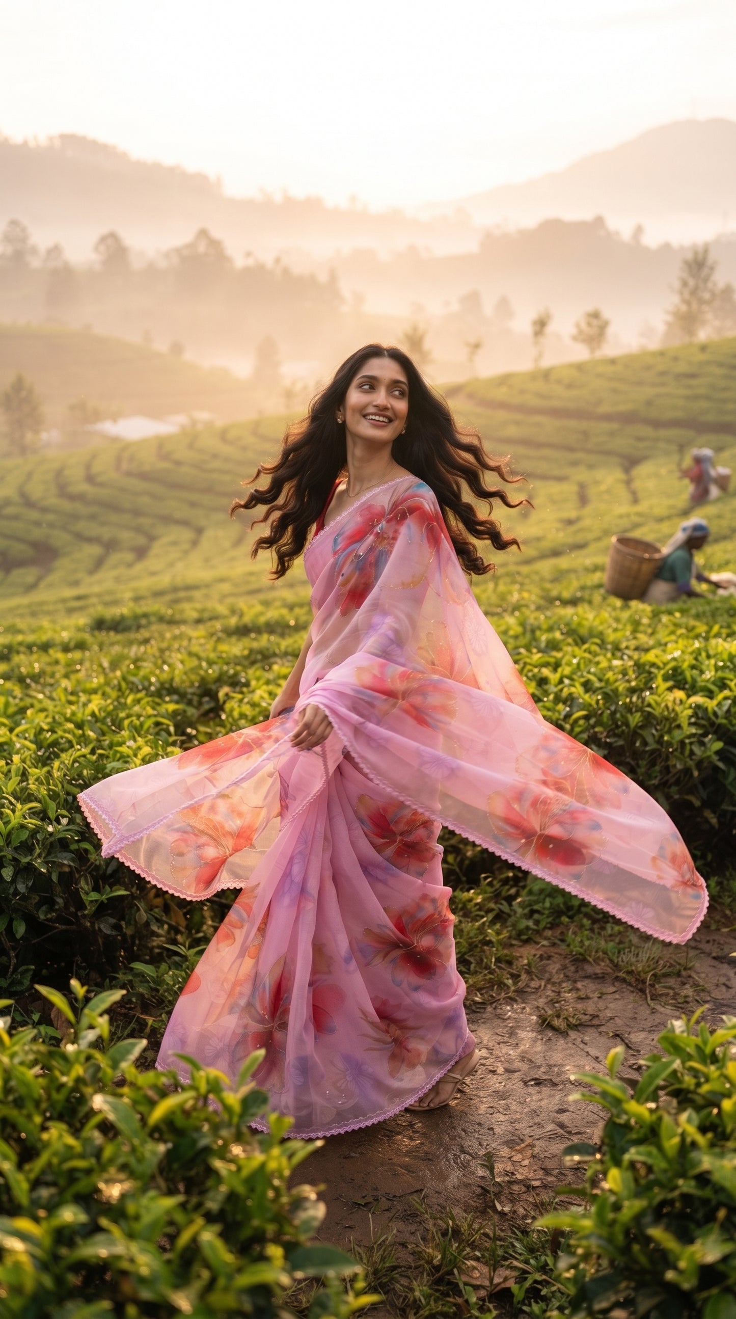 Purple Chiffon Saree with Delicate Lace Border
