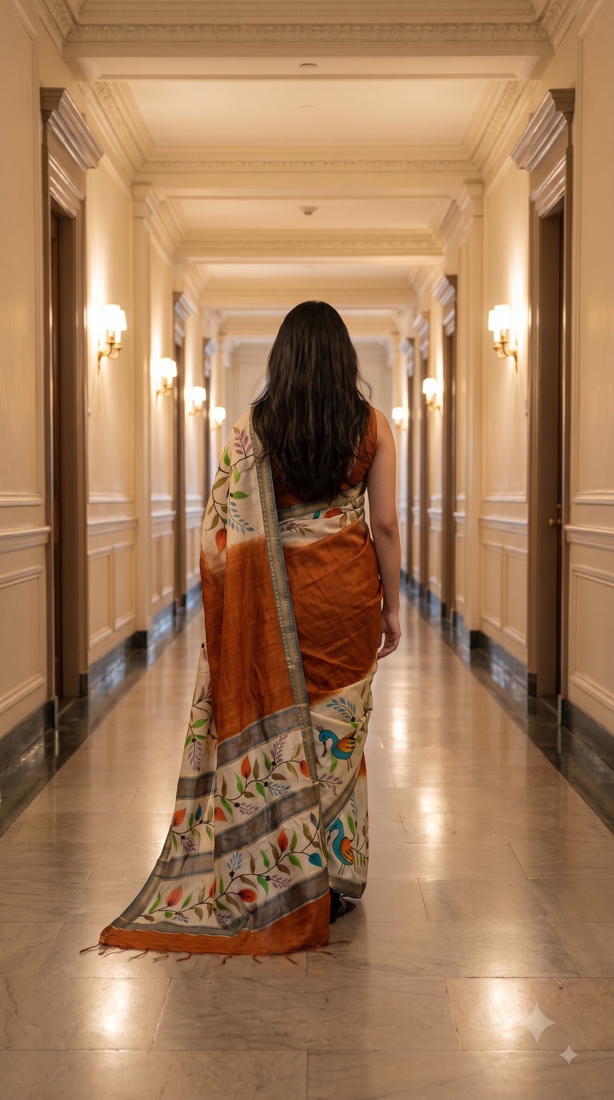 Art Ghicha Print Saree - Brown