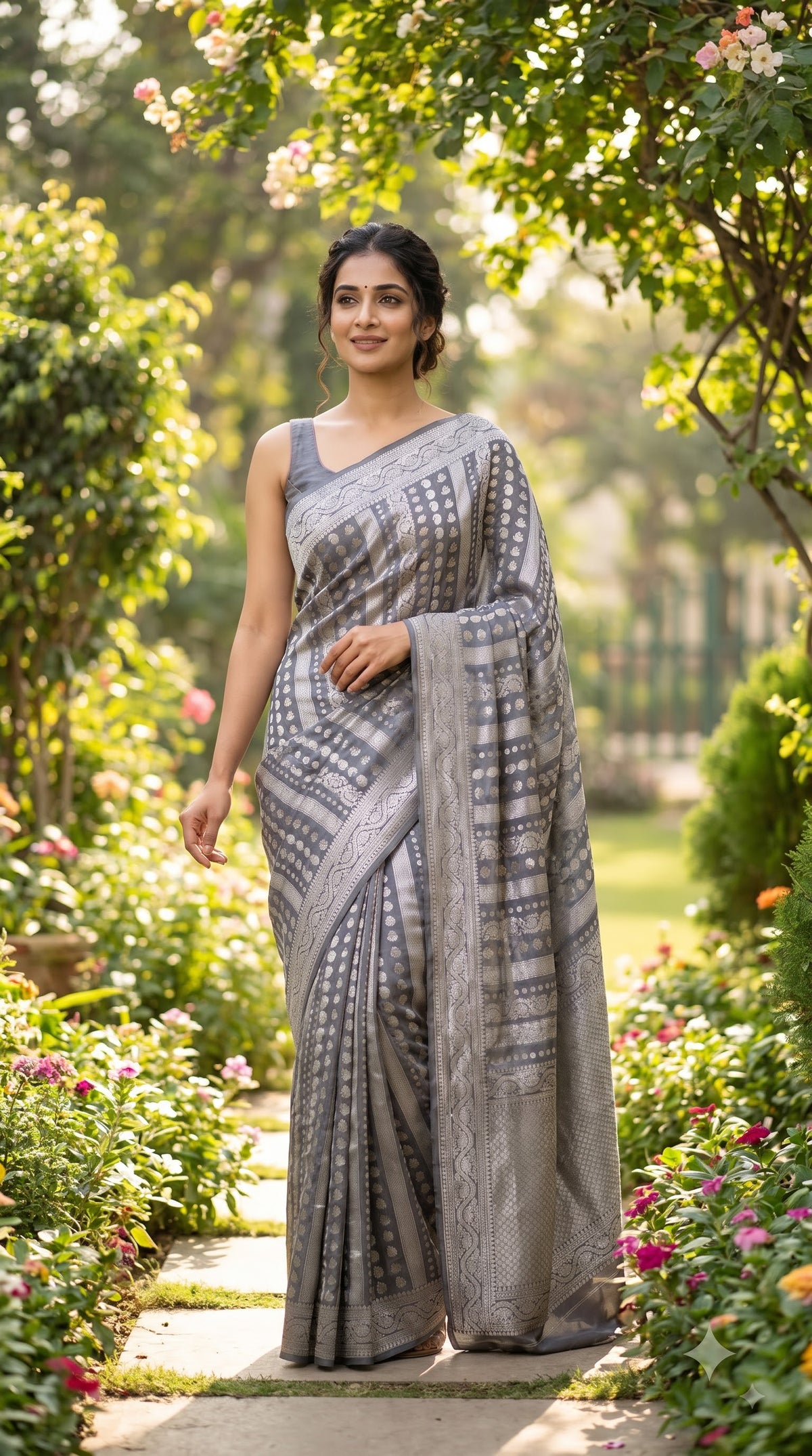 Khaddi Georgette, Sona Roopa Design-Grey