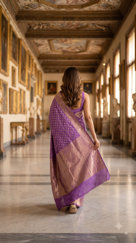 Crepe Banarasi with small Butta - Lavender