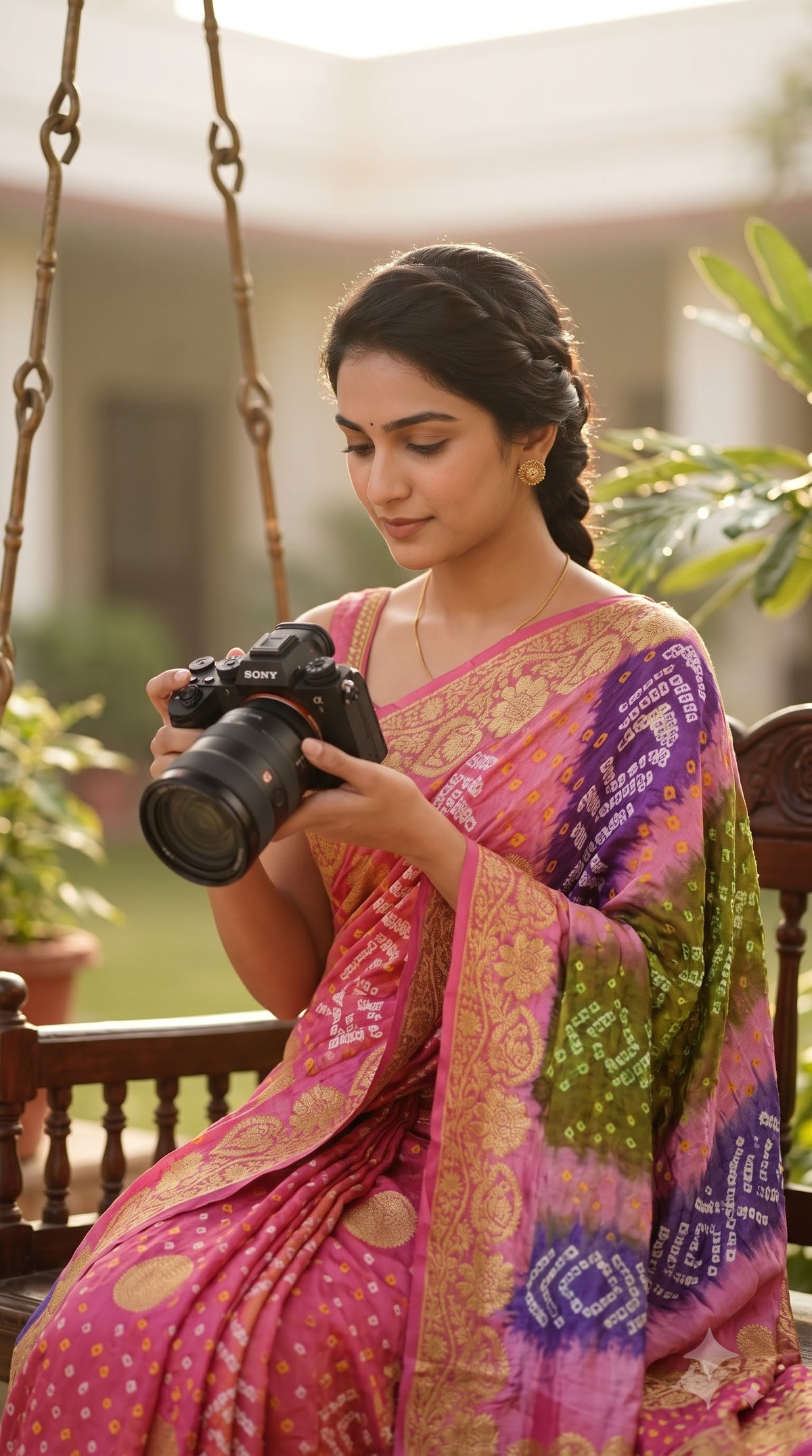 Art Silk with Bandhani - Multicolor