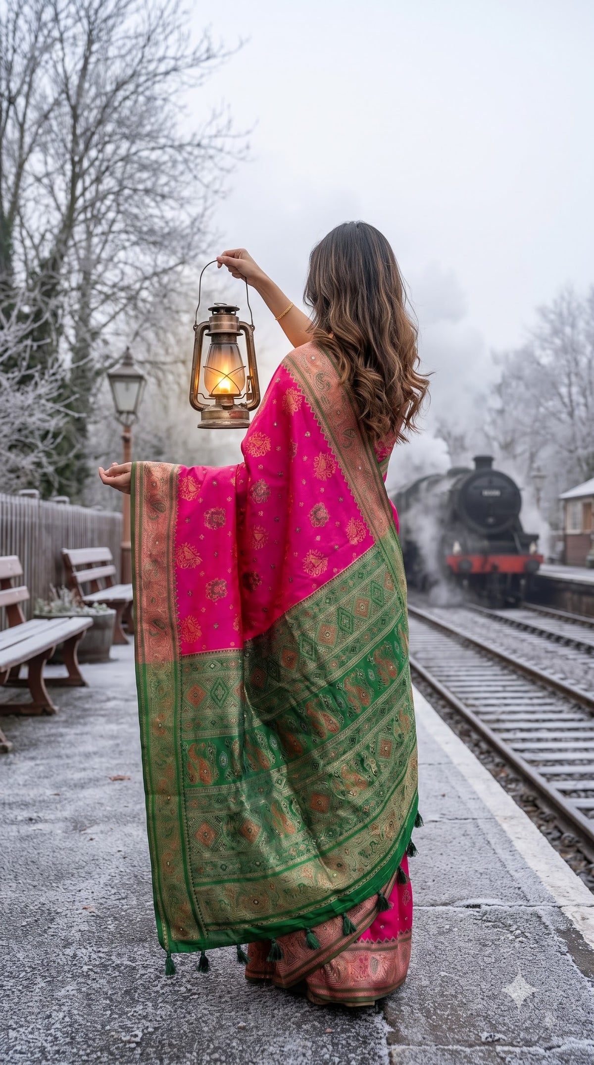 Viscose Silk Saree with Patola Weave - Magenta