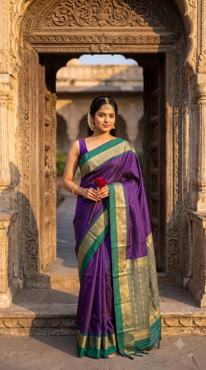 Silk Saree with Pochampally Pallu - Purple
