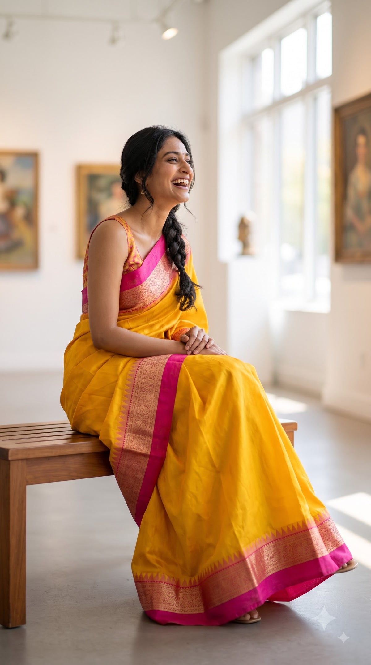 Silk Saree with Pochampally Pallu - Yellow