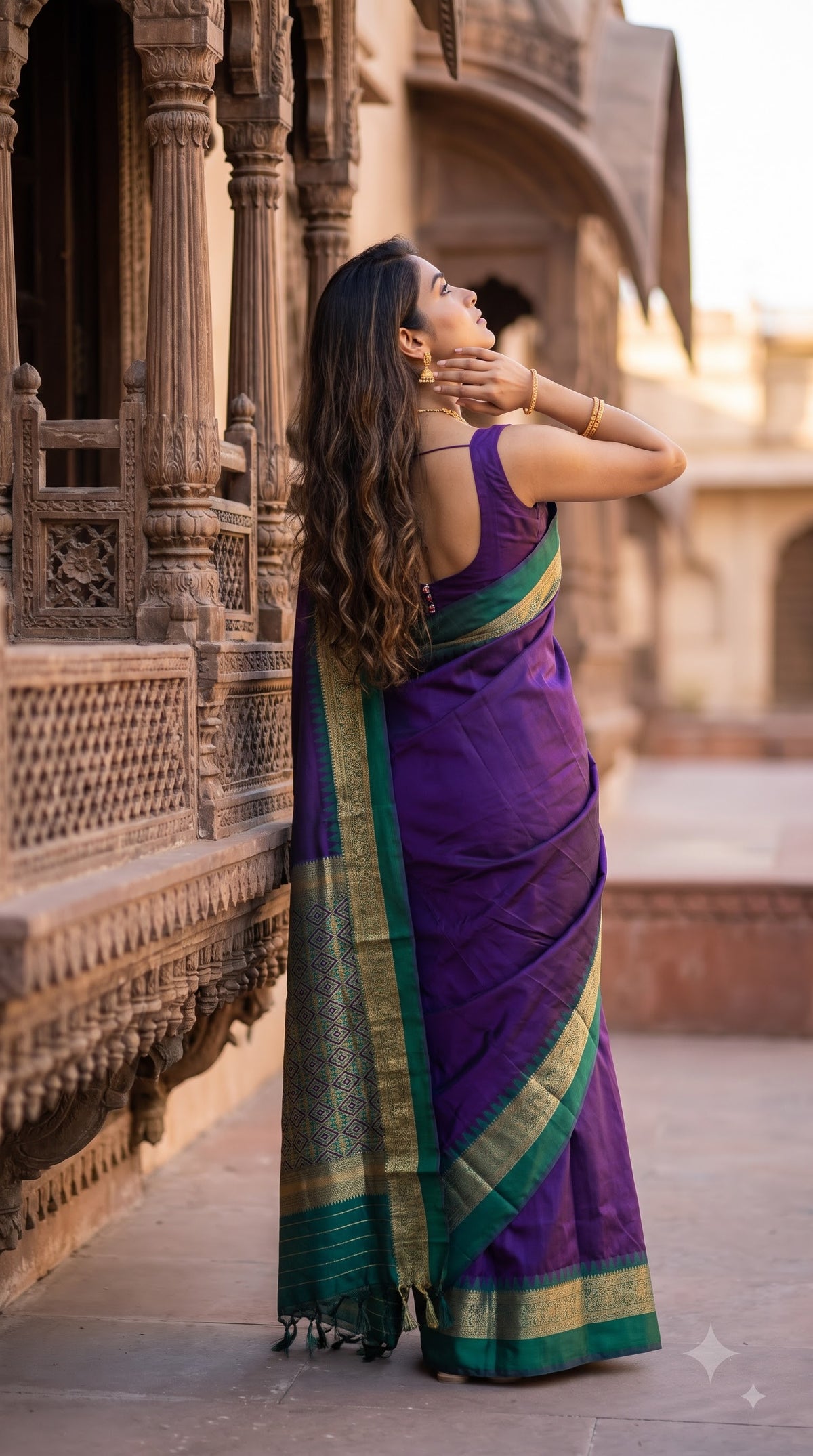 Silk Saree with Pochampally Pallu - Purple