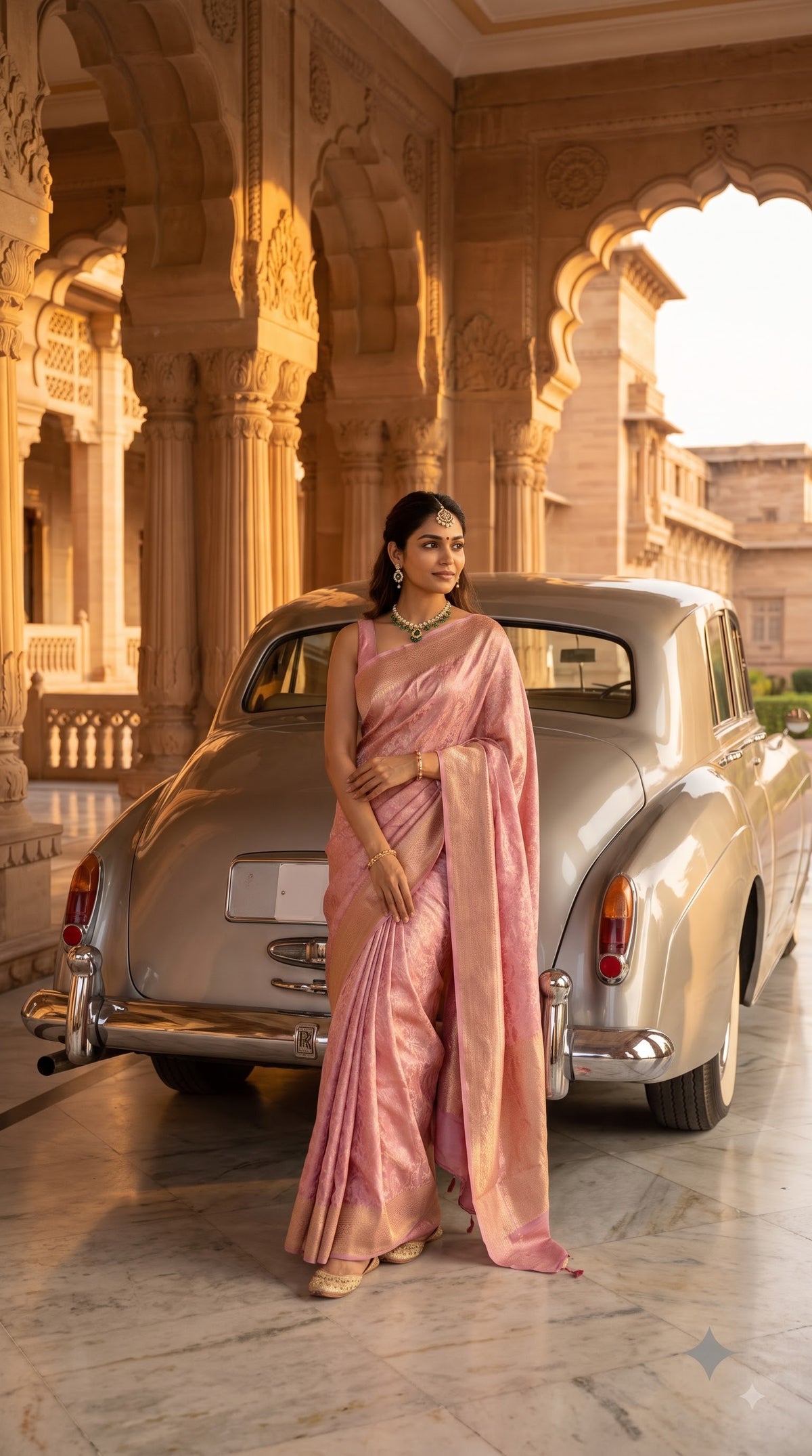 Banarasi Saree with Tanchoi Design-Pink