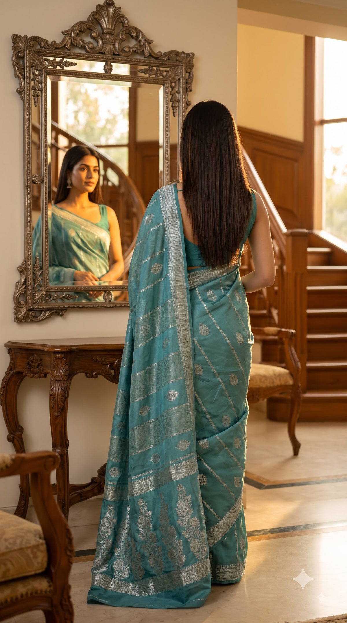 Pure Mashru Silk-Blue