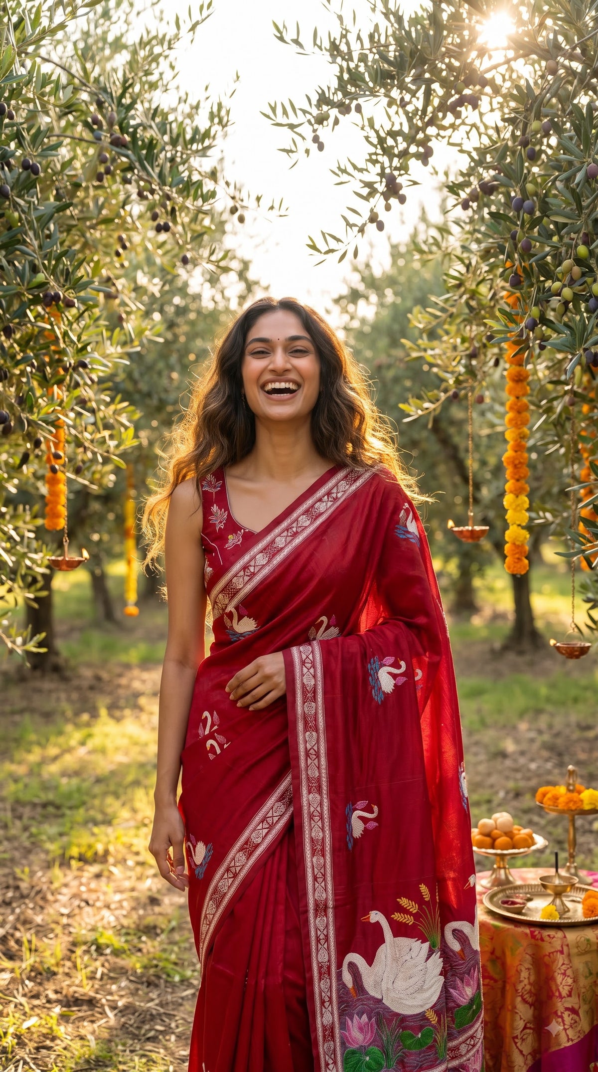 Pure Silk Saree with Kantha-Stitched - Maroon