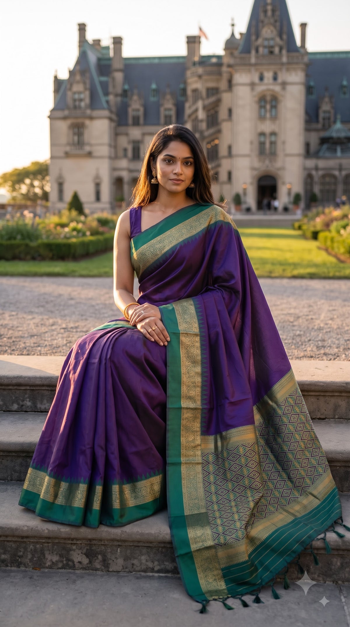 Silk Saree with Pochampally Pallu - Purple