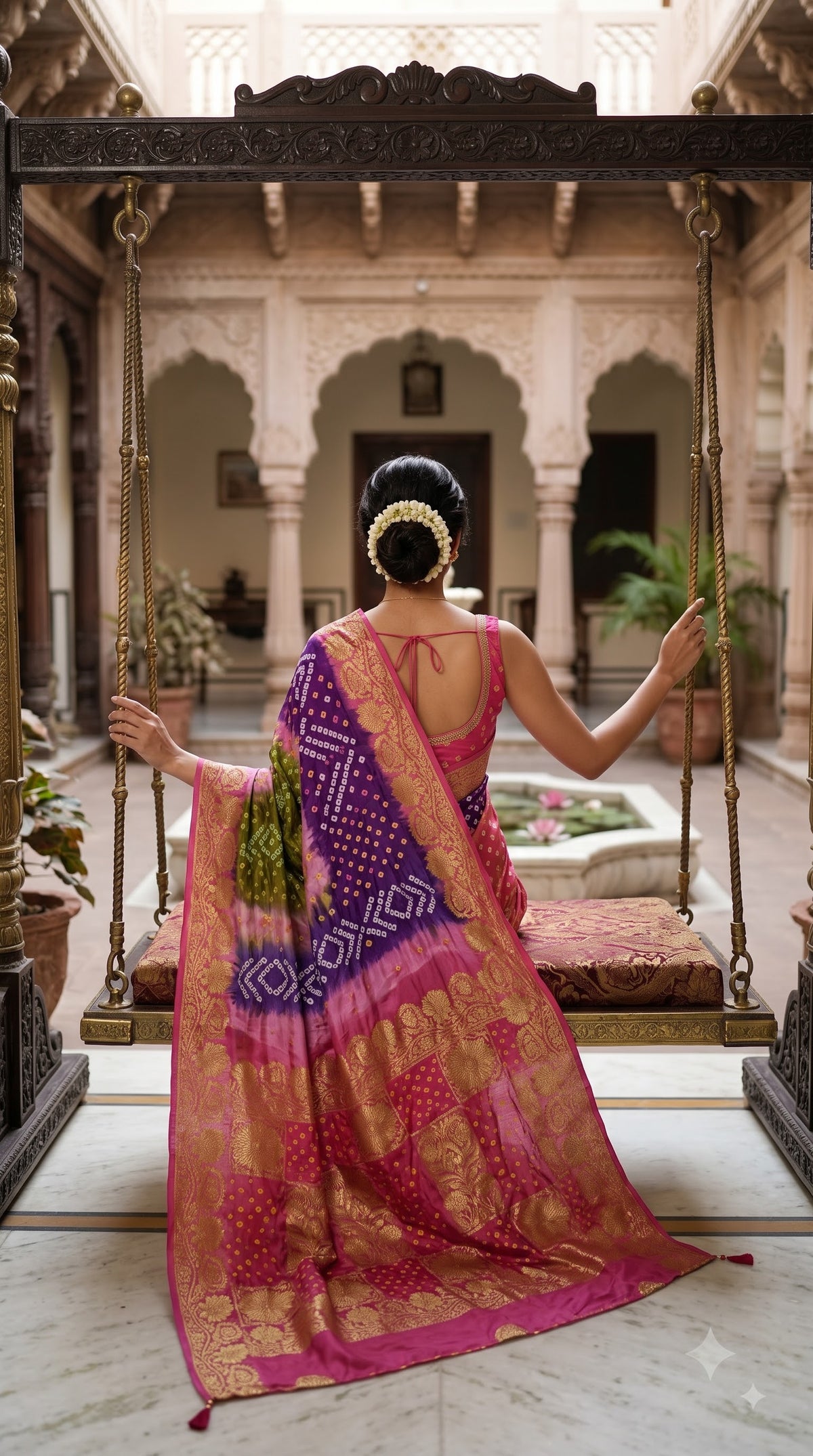 Art Silk with Bandhani - Multicolor
