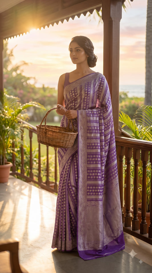 Khaddi Georgette, Sona Roopa Design-Purple