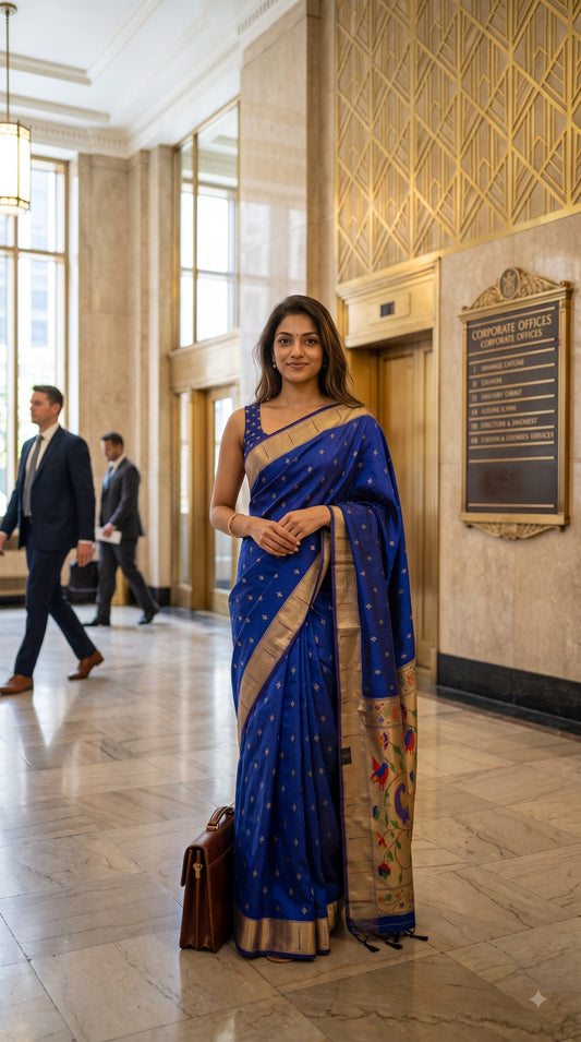 Viscose Silk Saree with Paithani Pallu - Blue