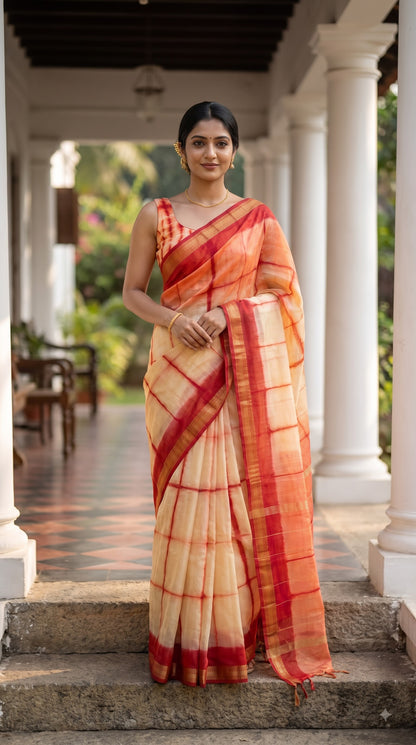 Maheshwari Silk Saree - Red
