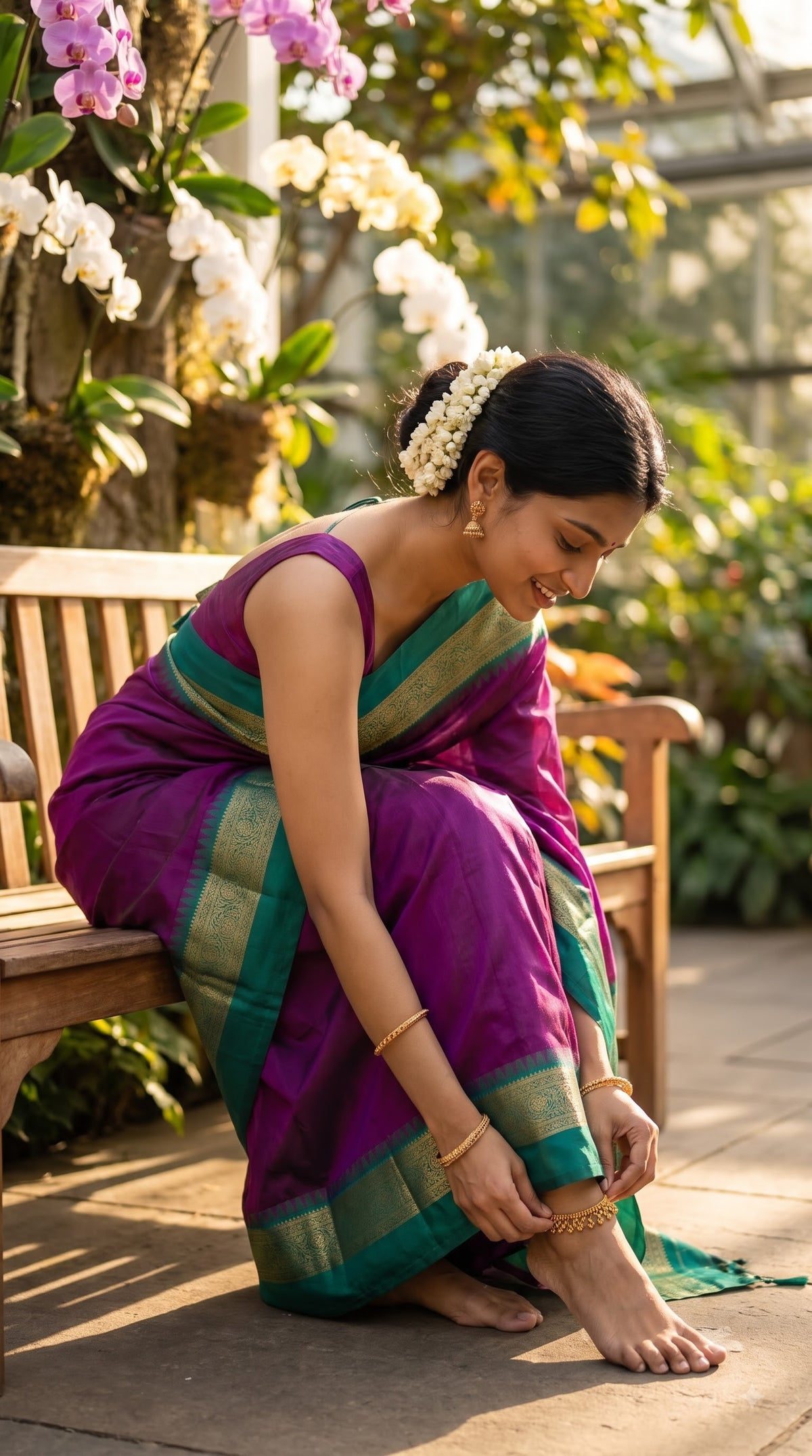 Silk Saree with Pochampally Pallu - Dark Magenta