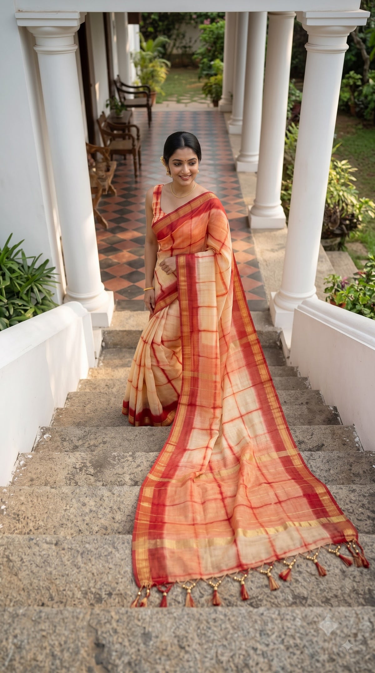 Maheshwari Silk Saree - Red