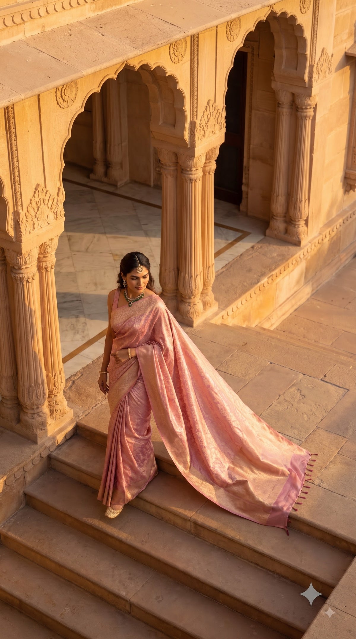 Banarasi Saree with Tanchoi Design-Pink