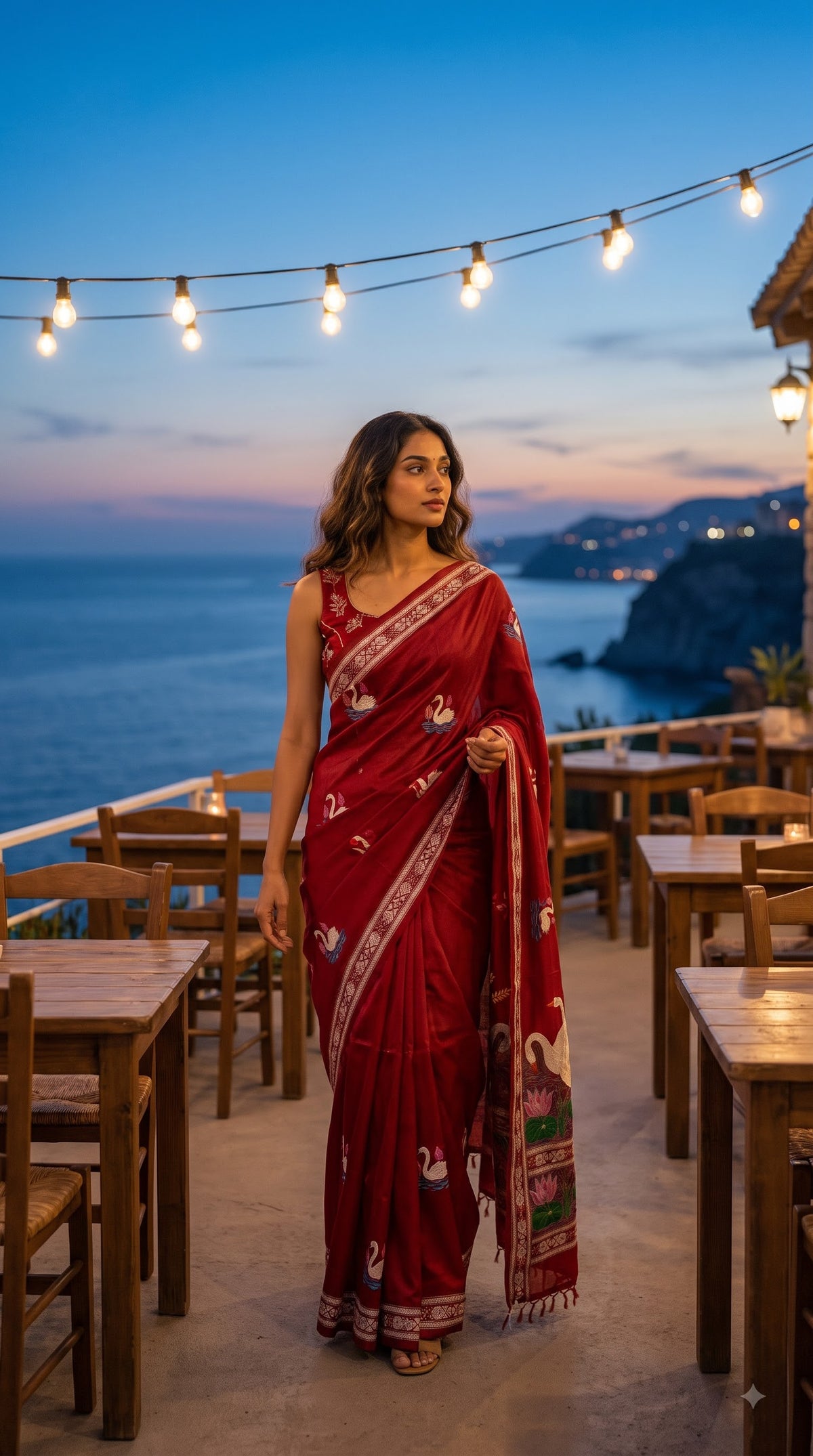 Pure Silk Saree with Kantha-Stitched - Maroon