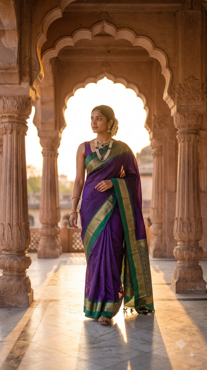 Silk Saree with Pochampally Pallu - Purple