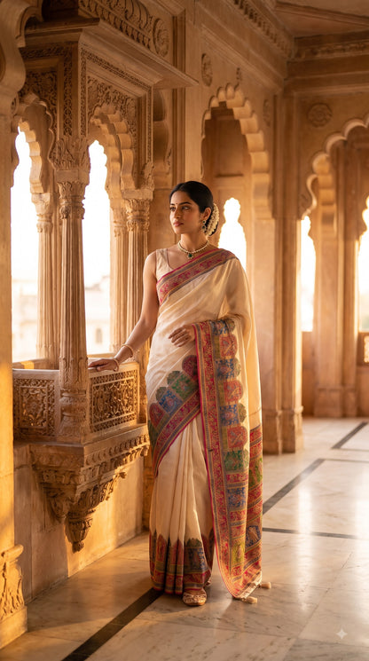 Pure Tissue Kani Silk Saree - Beige
