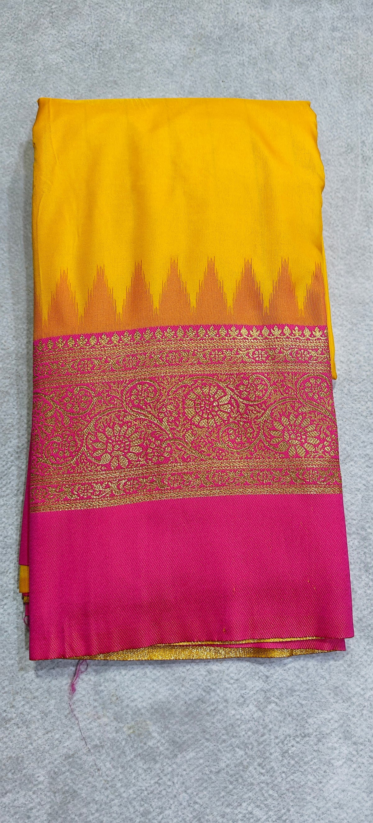 Silk Saree with Pochampally Pallu - Yellow