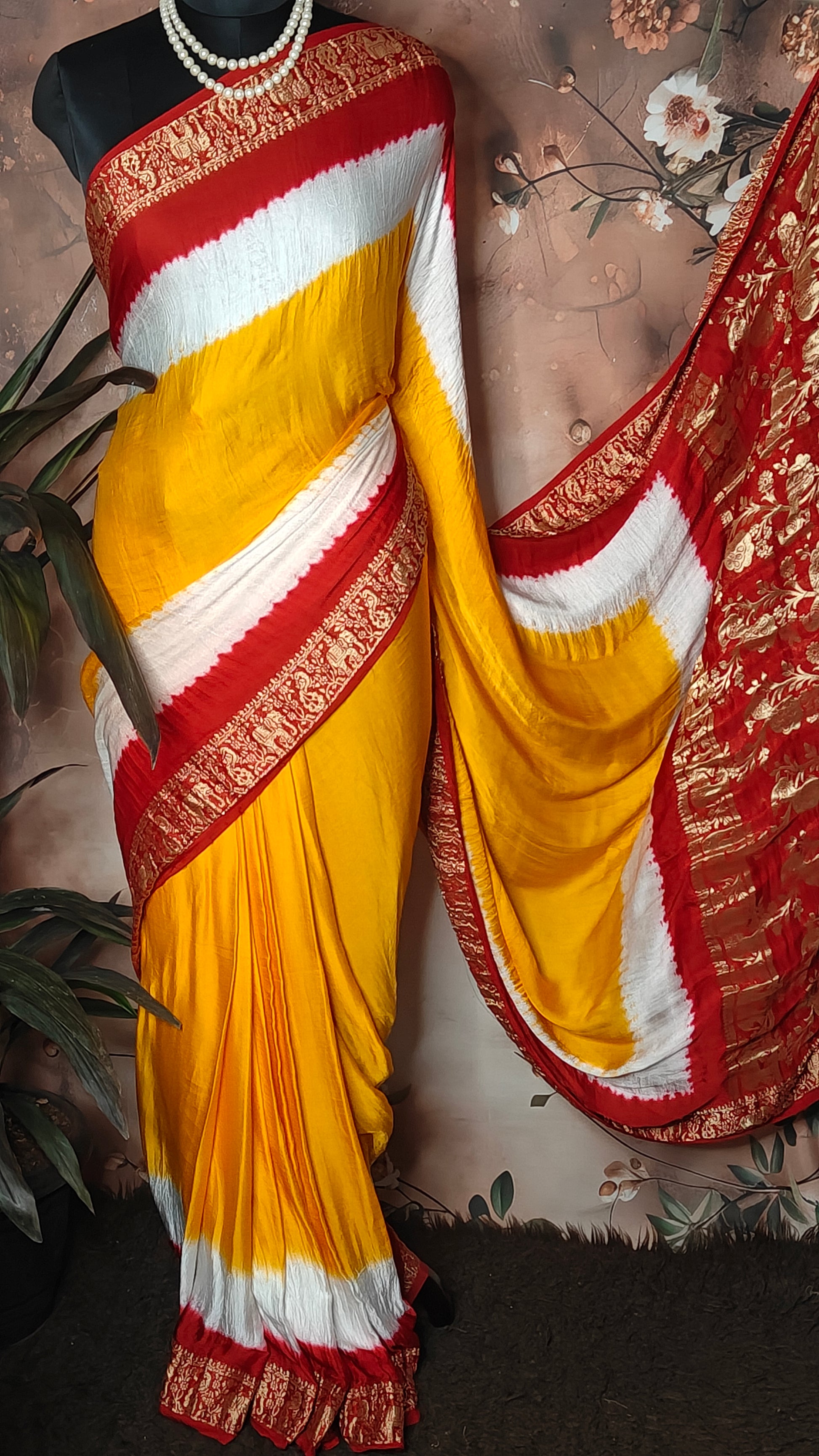 Yellow & Magenta Modal Silk Saree with Zari Border – Festive Wear for Weddings & Celebrations