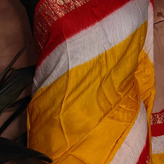 Mustard Yellow Modal Silk Saree with Red Zari Pallu – Traditional Indian Saree for Occasions