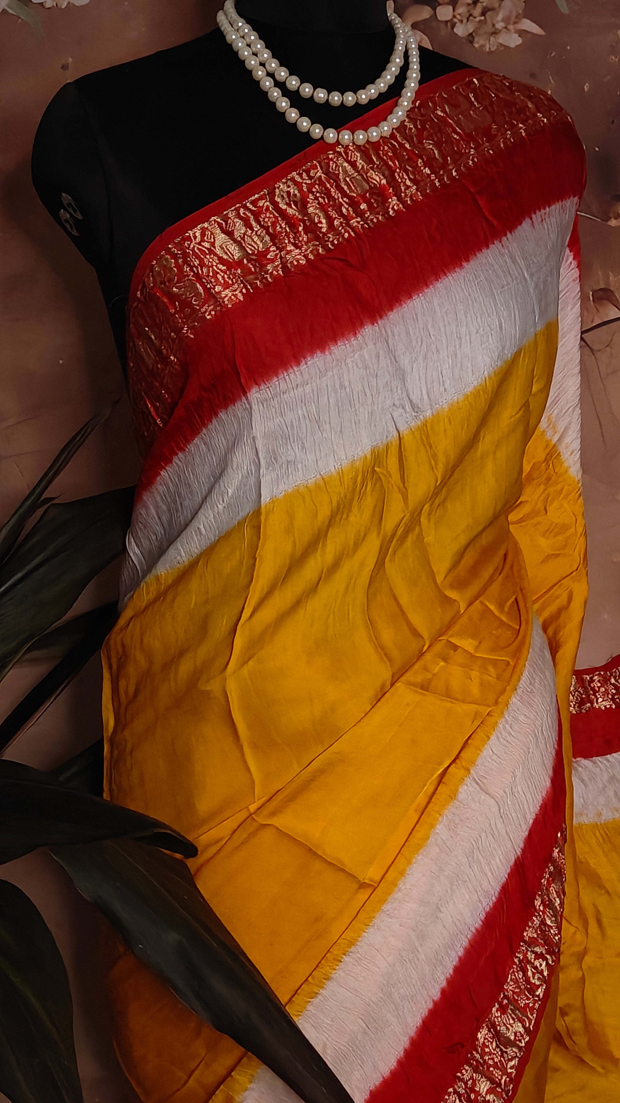 Mustard Yellow Modal Silk Saree with Red Zari Pallu – Traditional Indian Saree for Occasions