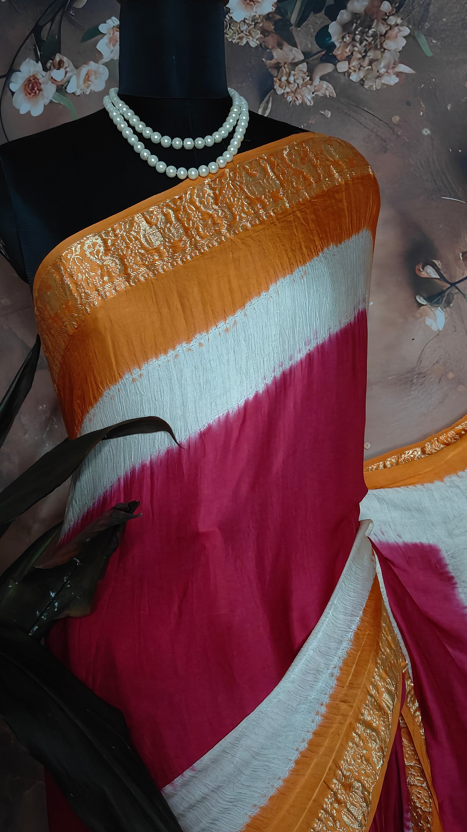 Pink & Mustard Modal Silk Saree with Zari Work – Stylish Ethnic Saree for Daytime Functions